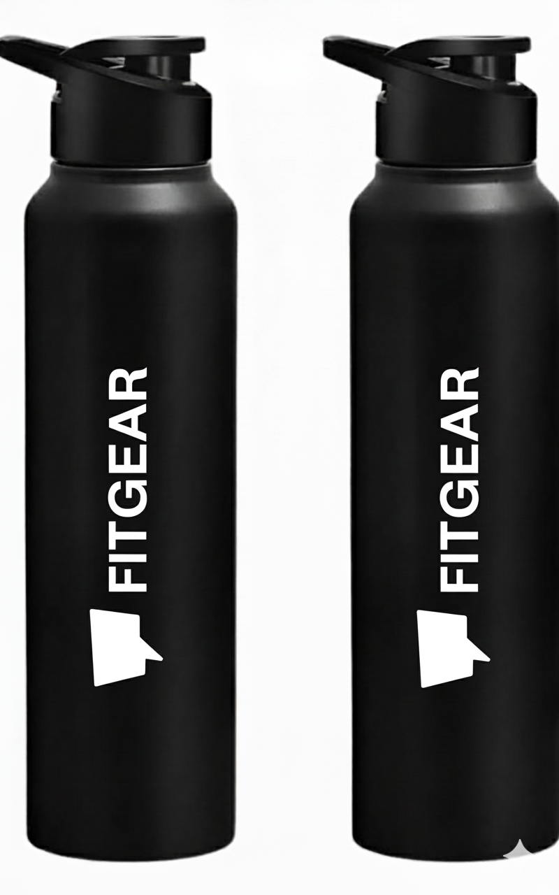 Fitgear Black Stainless Steel Sipper Water Bottles 750ml (2 Pack) | Steel bottle For Office | Easy To Carry Steel Bottle Leak Proof | BPA & Toxic Free