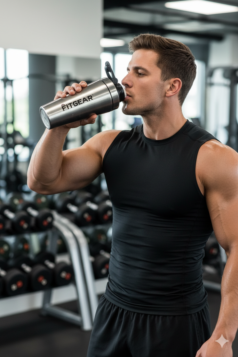 FITGEAR Stainless Steel Gym Shaker Bottle Shaker