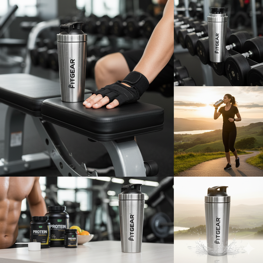 FITGEAR Stainless Steel Gym Shaker Bottle Shaker