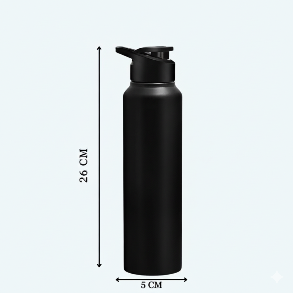 Fitgear Black Stainless Steel Sipper Water Bottles 750ml (2 Pack) | Steel bottle For Office | Easy To Carry Steel Bottle Leak Proof | BPA & Toxic Free