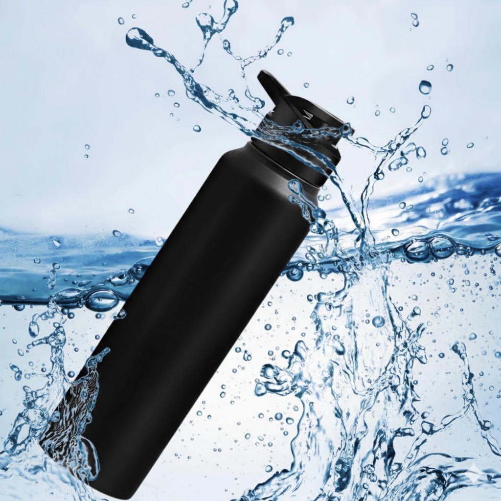 Fitgear Black Stainless Steel Sipper Water Bottles 750ml (2 Pack) | Steel bottle For Office | Easy To Carry Steel Bottle Leak Proof | BPA & Toxic Free