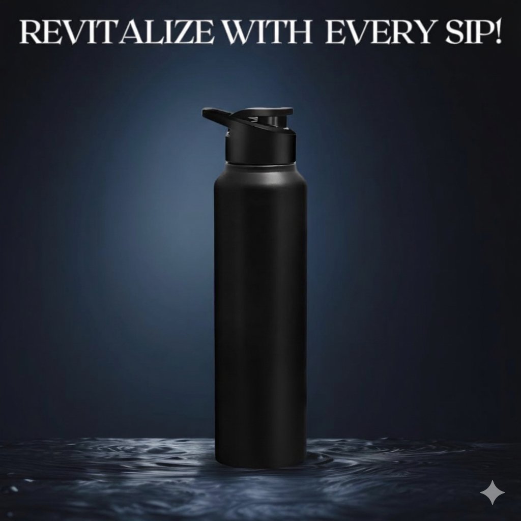 Fitgear Black Stainless Steel Sipper Water Bottles 750ml (2 Pack) | Steel bottle For Office | Easy To Carry Steel Bottle Leak Proof | BPA & Toxic Free