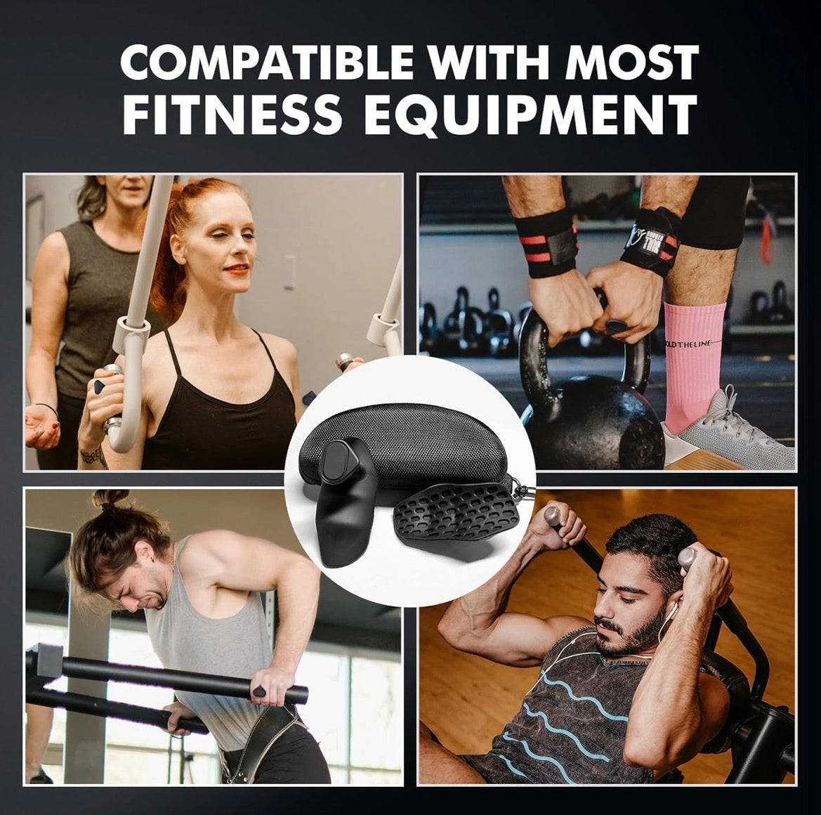 Fitgear Rubber Weight Lifting Grip for Men - Lifting Hook Straps for Gym Deadlifiting | Gym Gloves for Men Women Anti Slip Grip | Dumbbell Barbell Grip (Black)