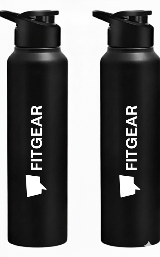 Fitgear  Black Stainless Steel Sipper Water Bottles 750ml (2 Pack) | Steel bottle For Office | Easy To Carry Steel Bottle Leak Proof | BPA & Toxic Free