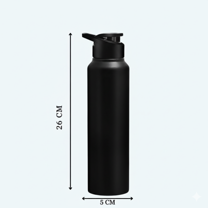 Fitgear  Black Stainless Steel Sipper Water Bottles 750ml (2 Pack) | Steel bottle For Office | Easy To Carry Steel Bottle Leak Proof | BPA & Toxic Free