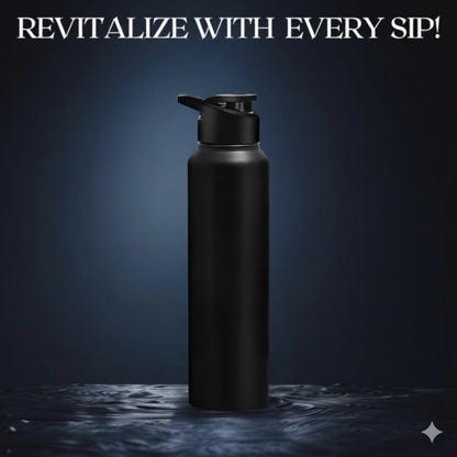 Fitgear  Black Stainless Steel Sipper Water Bottles 750ml (2 Pack) | Steel bottle For Office | Easy To Carry Steel Bottle Leak Proof | BPA & Toxic Free